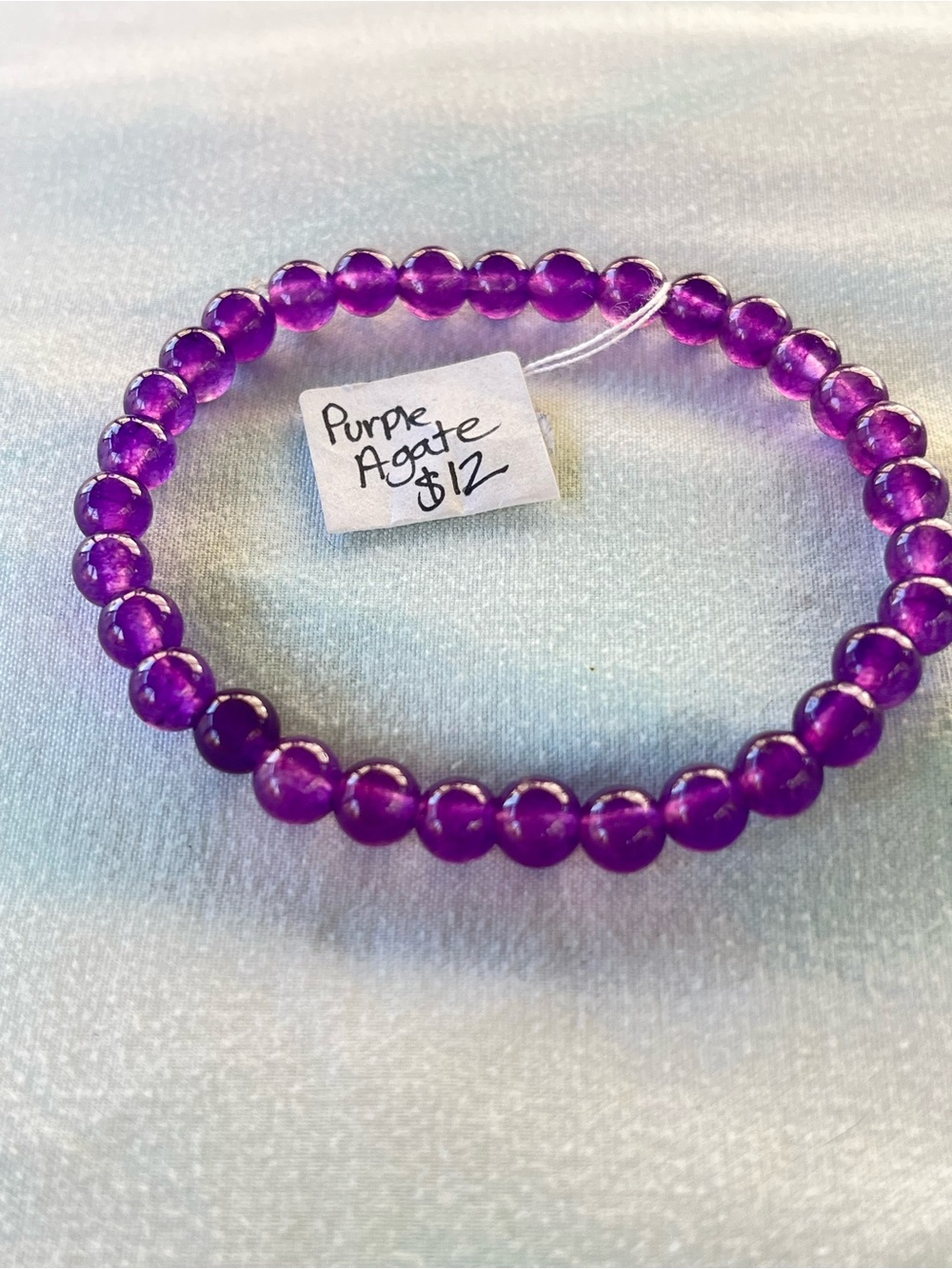 Handcrafted Purple Agate Beaded Stretch Bracelet -